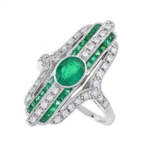 Emerald Diamond Engagement Ring (R3135)
