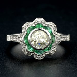 Diamond Emerald Engagement Ring (R3435)