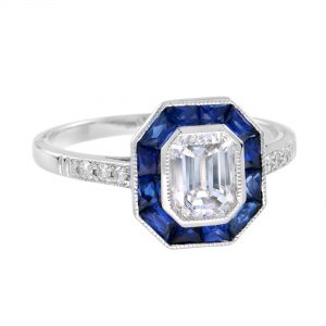 Alternative view of Diamond Blue Sapphire Engagement Ring (R3691)