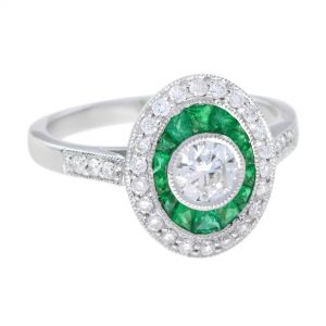 Alternative view of Diamond Emerald Target Engagement Ring (R3864-040)