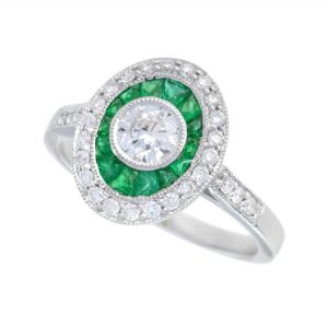 Diamond Emerald Target Engagement Ring (R3864-040)