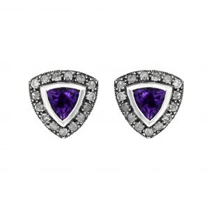 Amethyst Diamond Stud Earrings (E0268)