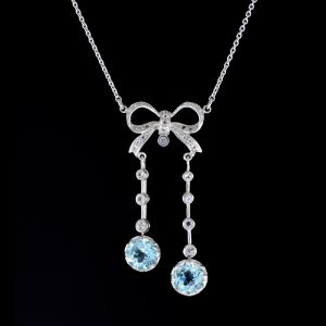 Blue Topaz Diamond Necklace (N0424)