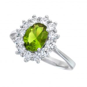Peridot Diamond Halo Ring (R2684)