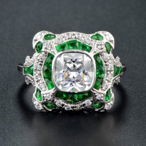Diamond Emerald Engagement Ring (R3601)