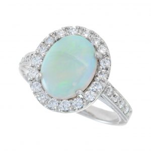 Opal Diamond Halo Engagement Ring (R3884)