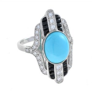 Alternative view of Turquoise Onyx Diamond Cocktail Ring (R3147)