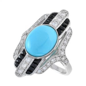 Turquoise Onyx Diamond Cocktail Ring (R3147)