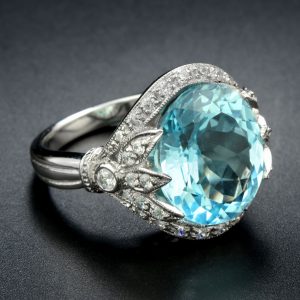 Alternative view of Blue Topaz Diamond Halo Engagement Ring (R3769)