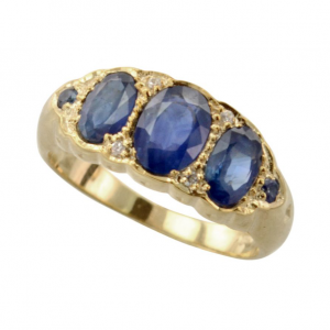 Sapphire Diamond Three Stone Ring  (R1017)