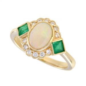 Opal Emerald Diamond Cocktail Ring (R1282)
