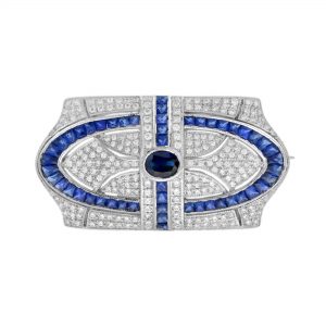 Blue Sapphire Diamond Brooch (C0371)