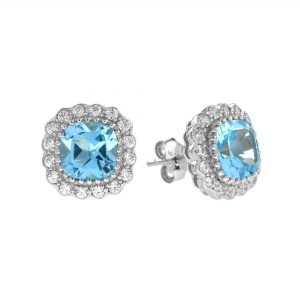 Blue Topaz Diamond Earrings (E4005)