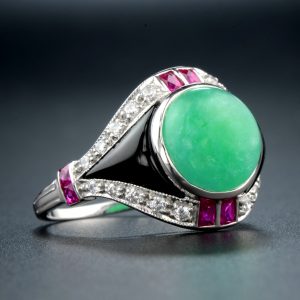 Alternative view of Jade Onyx Diamond Engagement Ring (R1790)