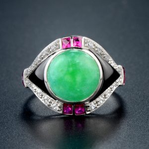 Jade Onyx Diamond Engagement Ring (R1790)