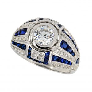 Diamond Sapphire Engagement Ring(R2450)