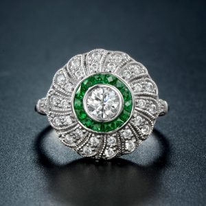 Diamond Emerald Halo Engagement Ring (R3195)