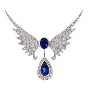 Sapphire Diamond Brooch (C0340)
