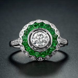 Diamond Emerald Halo Engagement Ring (R2838)