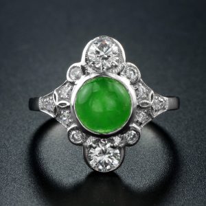 Alternative view of Jade Diamond Halo Ring (R3101)