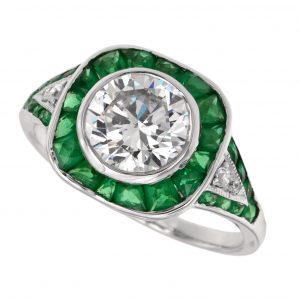Diamond Emerald Halo Engagement Ring (R3442-CS)