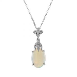 Oval Opal Diamond Necklace (N2439)