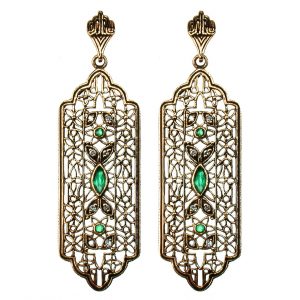 Emerald Diamond Filigree Earrings (E0652)