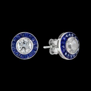 Daimond Blue Sapphire Stud Earrings (E0884-E50M)