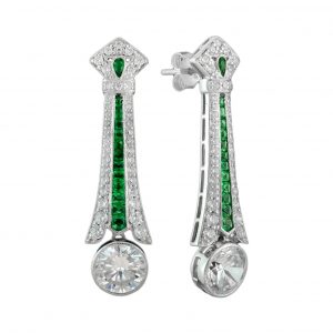 Emerald Diamond Drop Earrings (E1977)