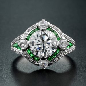 Alternative view of Diamond Emerald Target Ring (R3443-220)