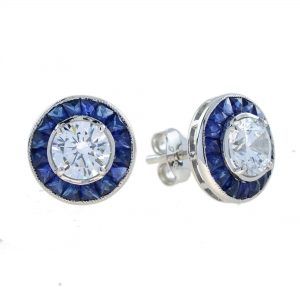 Diamond Blue Sapphire Stud Earrings (E0884-E58M)