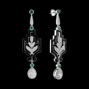 Emerald Diamond Dangle Earrings (E1705)