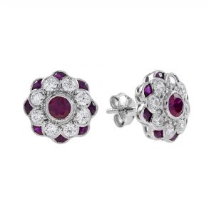 Ruby Diamond Stud Earrings (E3883)