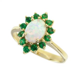 Opal Emerald Halo Ring (R0128)