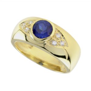 Blue Sapphire Diamond Engagement Ring (R0448)