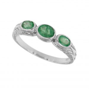 Emerald Three Stone Ring (R0655)