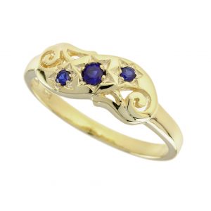 Blue Sapphire Three Stone Ring (R0876)