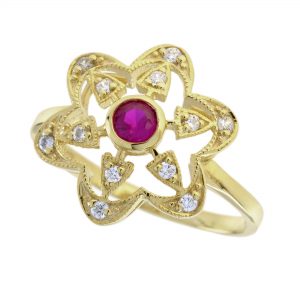 Ruby Diamond Halo Ring (R1245)