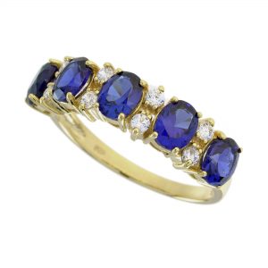 Blue Sapphire Diamond Band Ring (R1520)