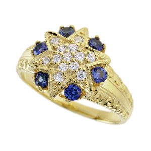 Diamond Blue Sapphire Cluster Ring (R1612)