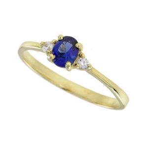 Blue Sapphire Diamond Solitaire Ring (R2084)
