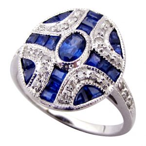 Blue Sapphire Diamond Engagement Ring (R2482)