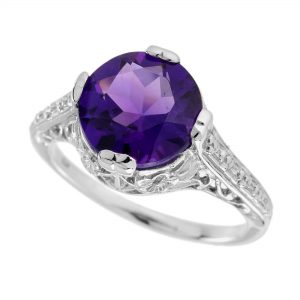 Amethyst  Filigree Solitaire Ring (R0929)