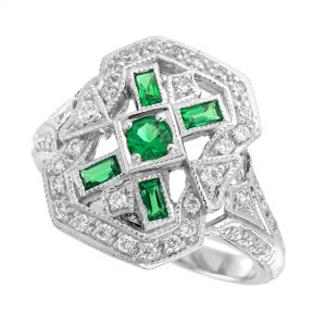 Emerald Diamond Halo Ring (R2253)