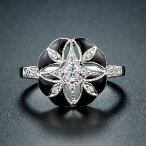 Diamond Enamel Halo Ring (R2396)