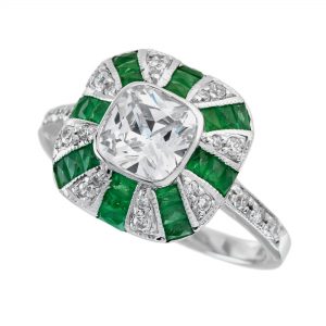 Diamond Emerald Engagement Ring (R2423)