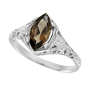 Smokey Quartz Filigree Solitaire Ring (R2582)
