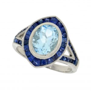 Blue Topaz Blue Sapphire Target Ring (R2997)