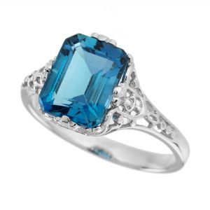 London Blue Topaz Filigree Engagement Ring (R3279-27)