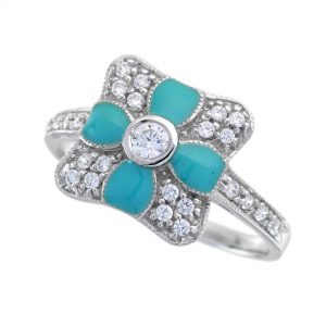 Diamond Enamel Cluster Ring (R2401)